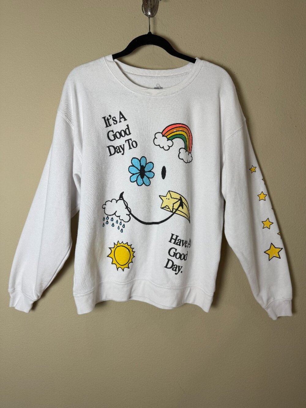 Smiley Originals It's A Good Day Whimsy Graphic Crew Neck Sweatshirt Size Medium